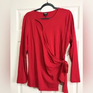 INC International Concepts Women's Red Wrap Blouse